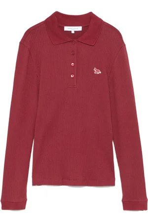 Maison Kitsuné Fine-ribbed long-sleeve polo top