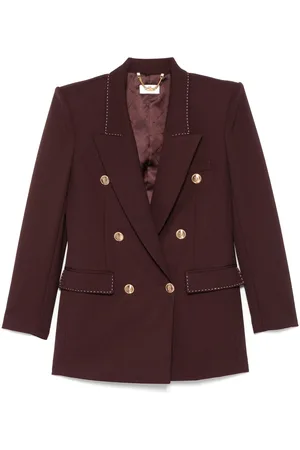 Elisabetta Franchi Contrast-stitching virgin-wool blazer