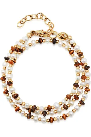 Nialaya Pearl and tiger eye wrap bracelet