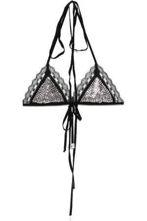 The Attico Rhinestone-detailed bikini top