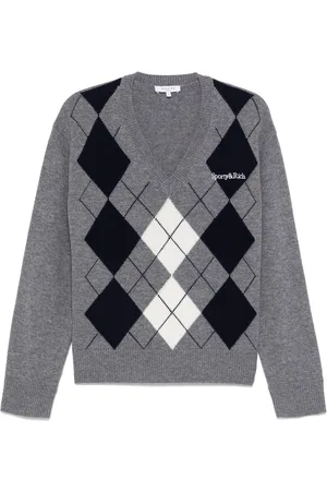 Sporty & Rich Argyle-intarsia sweater