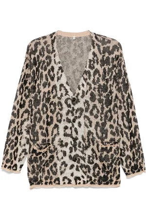 R13 Leopard-jacquard cardigan