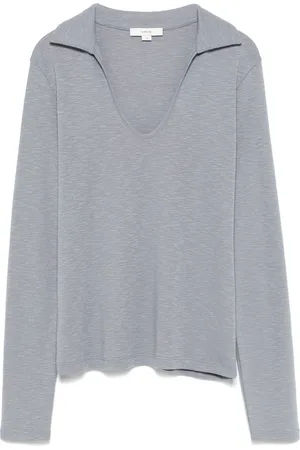 Vince Open-neck long-sleeve polo top