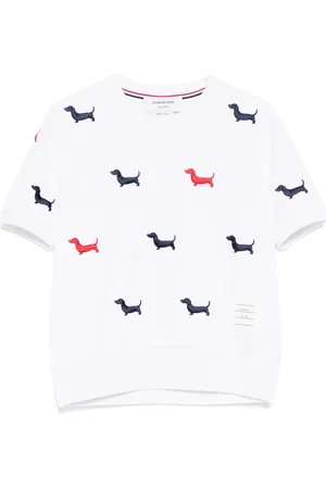 Thom Browne Embroidered-hector dog logo T-shirt