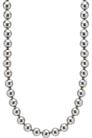 Nialaya Metallic pearl necklace