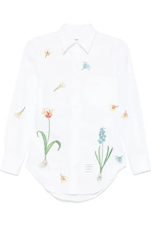Thom Browne Floral-embroidery cotton shirt