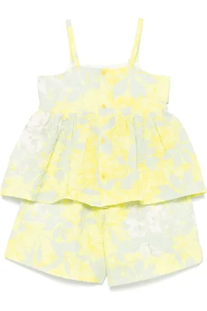 Il gufo Printed seersucker shorts set