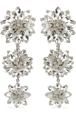 Oscar de la Renta Triple Flower drop earrings