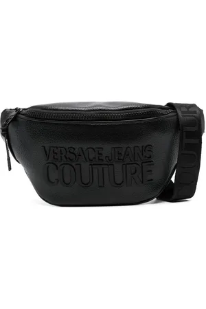 VERSACE Logo-lettering grained belt bag