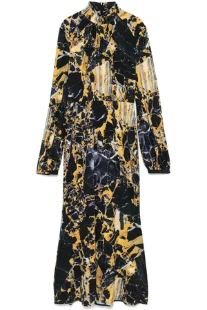 Roberto Cavalli Marble-print midi dress