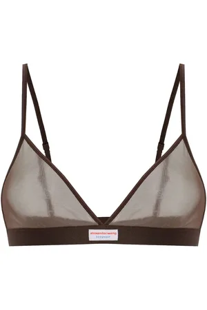 Alexander Wang Semi-sheer logo-tag bra