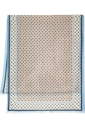 N.PEAL Geometric-print cashmere scarf