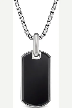 David Yurman Sterling Chevron onyx tag (27mm)
