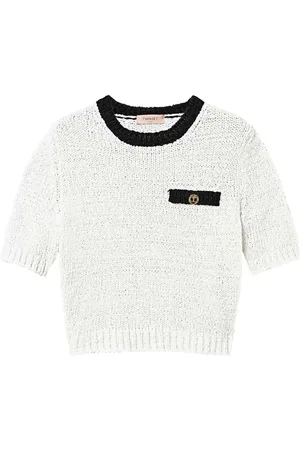 Twin-Set Oval T button cropped jumper