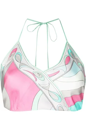 Puccini Pesci-print silk cropped top