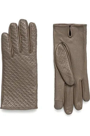 HUGO BOSS Logo-emed leather gloves