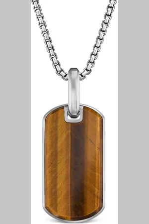 David Yurman Sterling Chevron tiger eye tag (27mm)