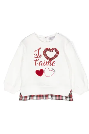 MONNALISA Heart-appliqu?? cotton sweatshirt