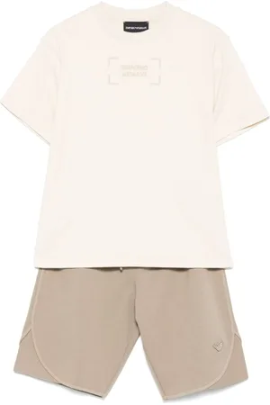 Emporio Armani Embroidered-logo shorts set