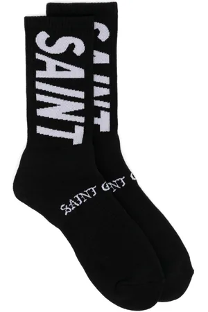 SAINT MXXXXXX Intarsia-knit logo socks