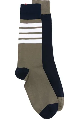 Thom Browne Grosgrain-tab colour-block socks