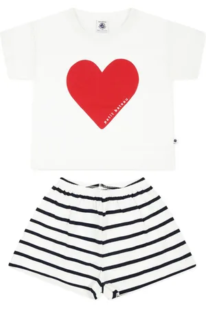 Petit Bateau Heart-print cotton pajamas