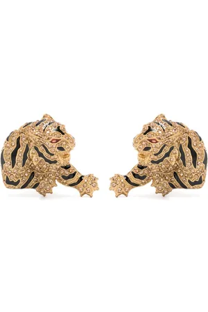 Roberto Cavalli Crystal-embellished tiger earrings