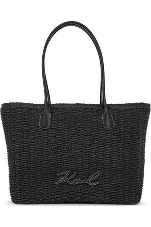 Karl Lagerfeld Small Signature raffia beach tote bag