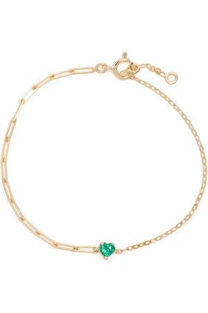 YVONNE LÉON 18kt yellow Solitaire Coeur emerald bracelet