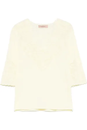 Twin-Set Pointelle-detail T-shirt
