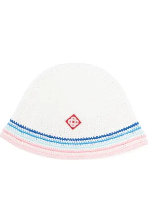 Casablanca Striped crochet-knit bucket hat
