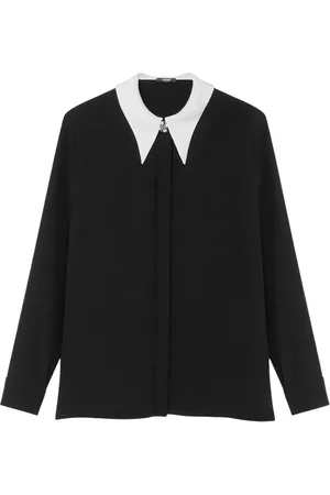 VERSACE Contrast-collar silk cr??pe shirt