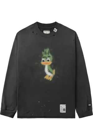 Maison Mihara Yasuhiro Leon-print distressed T-shirt