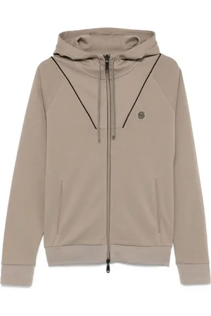 HUGO BOSS Double B-monogram zip-up hoodie