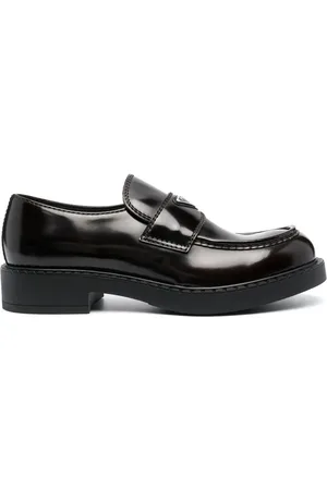 Prada Logo-plaque polished-finish loafers