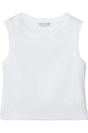 Brunello Cucinelli Stud-embellished sleeveless cropped top