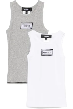 VERSACE Logo-embroidered tank tops (pack of two)