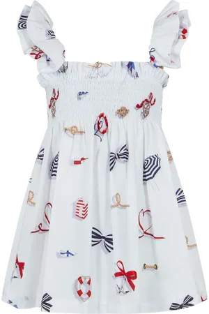 Lapin House Bow-print ruffled dress