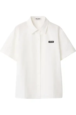 トップス 2000s miumiu bottan fly cotton shirt 2000s miumiu bottan fly cotton shirt White Poplin Shirt