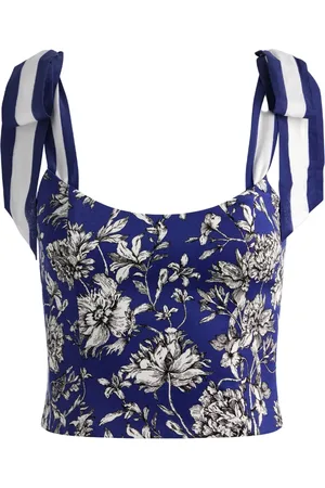 ALICE+OLIVIA Blanca floral-print tie-shoulder top