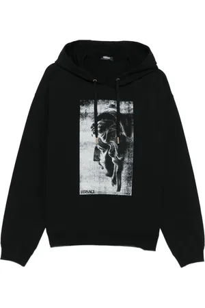 VERSACE Statue-print cotton hoodie