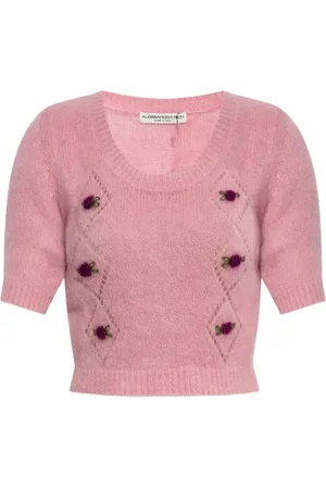 Alessandra Rich Rose-embellished short-sleeved T-shirt