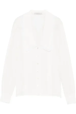 Alessandra Rich Lace-trimmed collared blouse