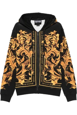 VERSACE Baroque-print zip-up hoodie