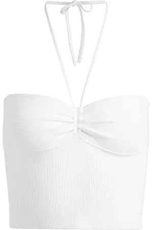 ALICE+OLIVIA Linnie ribbed-knit halter top