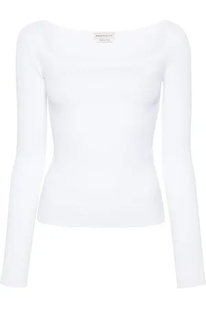 Alexander McQueen Square-neck fine-knit top