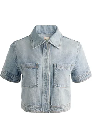 ALICE+OLIVIA Tesha short-sleeve denim shirt