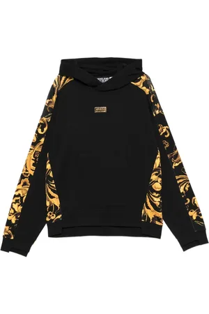 VERSACE Baroque-print panelled hoodie