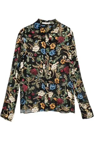 ALICE+OLIVIA Willa floral-print long-sleeve blouse