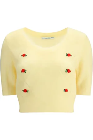 Alessandra Rich Rose-embellished mohair top